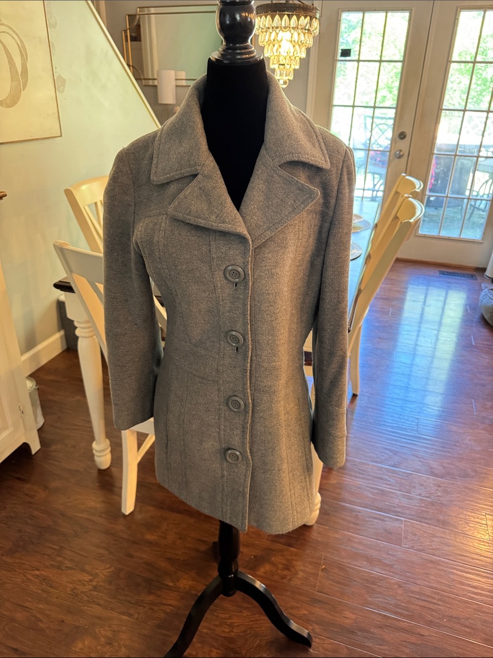 Anne Klein Gray Tailored Pea Coat